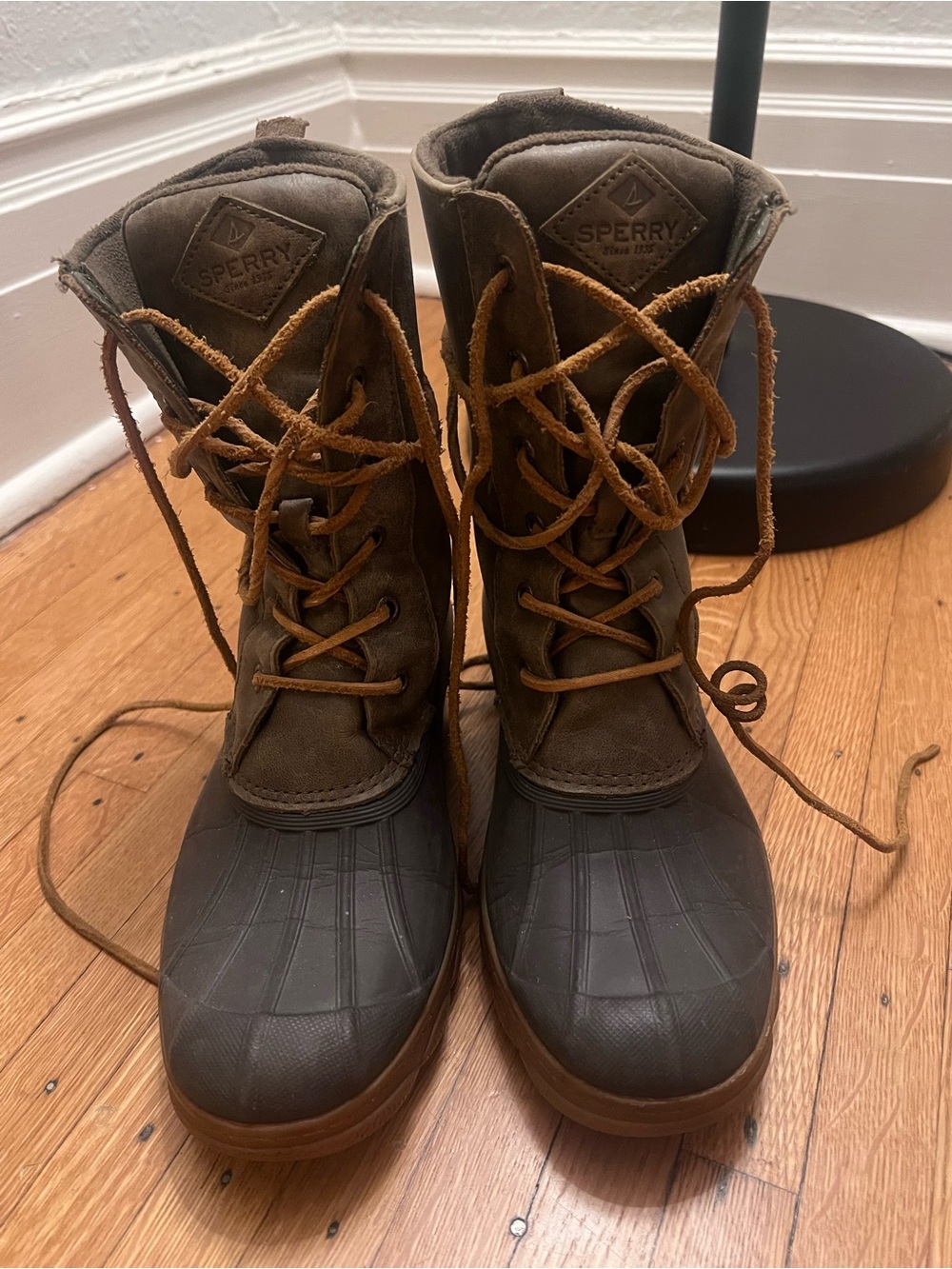 Sperry Olive Brown and Tan Lace-Up Waterproof Boots